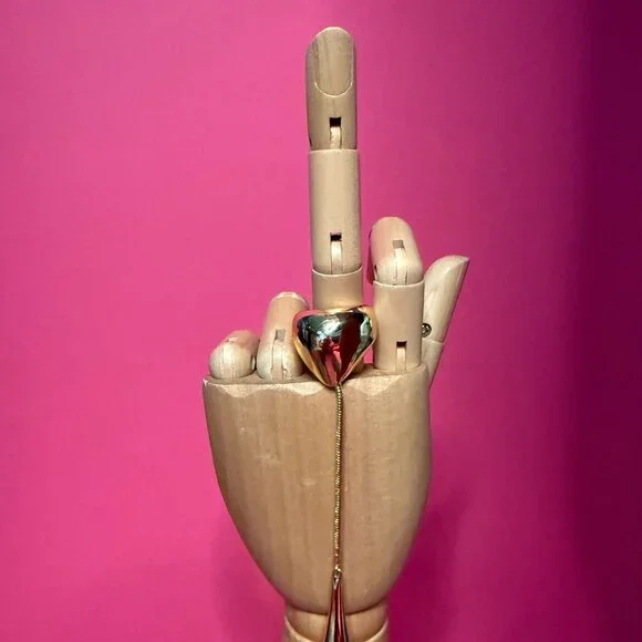 Mugler x H&M Gold Drop Earrings & Cocktail Ring Set – Limited Edition, Recycled - Picture 8 of 11